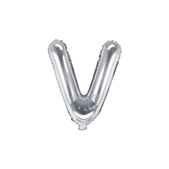 PartyDeco Foliové písmeno V stříbrné 35 cm
