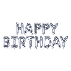 Foliový balónek Happy Birthday stříbrný