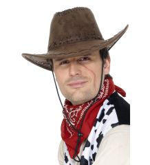 Smiffys Kovbojský klobouk hnědý kožený vzhled