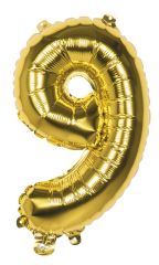 PARTYDECO Foliová číslice- 9 zlatá -86 cm