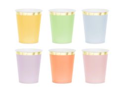 PARTYDECO Papírové kelímky barevné -220 ml - 6ks