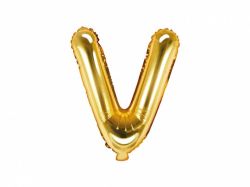 PartyDeco Foliové písmeno V zlaté 35 cm