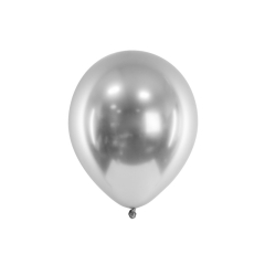 PARTYDECO Latexové balónky stříbrné lesklé 10 ks