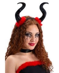 Carnival Toys Velké čertovské rohy černé s červenými chloupky