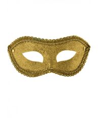 Carnival Toys Zlatá plastová škraboška s glitrem