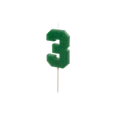 PARTYDECO  Narozeninová svíčka Lego číslo 3 zelená