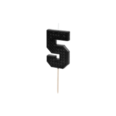 PARTYDECO  Narozeninová svíčka Lego číslo 5 černá