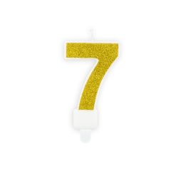 Narozeninová zlatá glitrová svíčka číslo 7