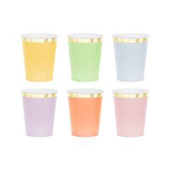 PARTYDECO Papírové kelímky barevné -220 ml - 6ks