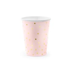 PARTYDECO Papírové kelímky růžové s tečkami -260 ml - 6ks