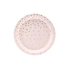 PARTYDECO Papírové talířky růžové s tečkami -18 cm - 6ks