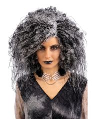 Carnival Toys Černobílá bohatá čarodějnická paruka