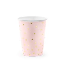 PARTYDECO  PARTYDECO Papírové kelímky růžové s tečkami -260 ml - 6ks