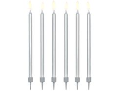 PARTYDECO Svíčky dortové stříbrné 12,5 cm