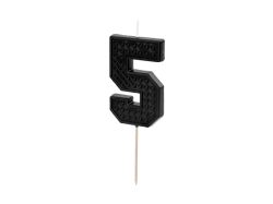 PARTYDECO  PARTYDECO Narozeninová svíčka Lego číslo 5 černá