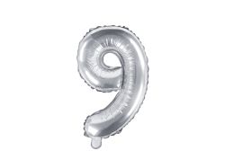 Partydeco Foliová číslice 9 - stříbrná - 35cm