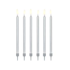 PARTYDECO Svíčky dortové stříbrné 12,5 cm