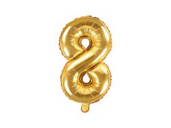 Partydeco Foliová číslice 8 - zlatá - 35cm