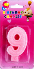 Dortová svíčka číselná  růžová  Č.9