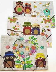 Odkládací mapa s gumou a motivem OWL 615715