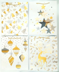 Dárková taška vánoční White Laser Gold M 26x32s10cm