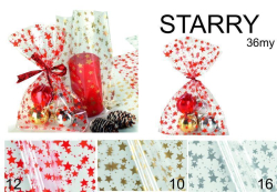 Dárkový sáček průhledný Starry 18x50cm 50ks zlatý