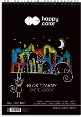 Černý kreslicí blok skicák A4, 80 g / m2, 40 listů, Happy Color