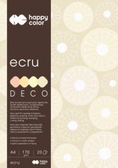 Happy color  Blok dekoračních papírů Ecru A4, 170 g / m2, 10 listů, 4 barvy., Happy Color