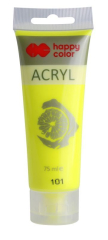 Akrylová barva 75ml, Fluorescentní Žlutá, Happy Color 101