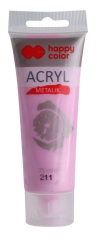 Akrylová barva 75ml, Metalická Růžové , Happy Color 211