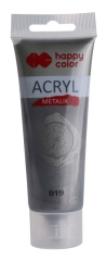 Akrylová barva 75ml, Metalická Tmavě Stříbrná, Happy Color 819