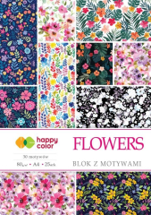 Happy color  Efektní blok s motivy FLOWERS, A4, 80 g / m2, 15 listů, 25 motivů, Happy Color