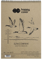 Blok skicák BIRDS A4, bílý, 90 g / m2, 80 listů, Happy Color