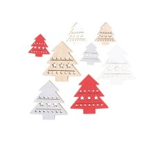 Dekorace vánoční dřevěná - stromečky 3,5cm, 8ks