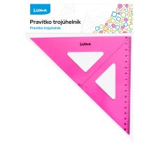 Pravítko  trojúhelník s ryskou, růžové LUMA