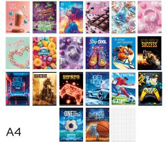 Sešit A4 čtvereček 52l Basic mix