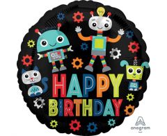 Balónek fóliový Birthday robots 46 cm