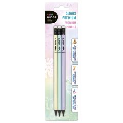 Trojhranná tužka s gumou 3 ks pastel