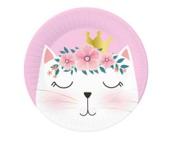 Papírový talíř 18 cm 6 ks - Kočka romantická
