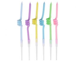 Dortové svíčky 6 ks Spirálky pastelové 12 cm