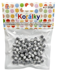 PKstar  Korálky plastové černo-bílé spirálky 8 mm