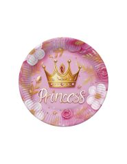 Pol-Mak  Papírový talíř velký - Pink Princess Crown