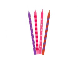 Dortové svíčky PUNTÍK 12cm 16ks růžový mix