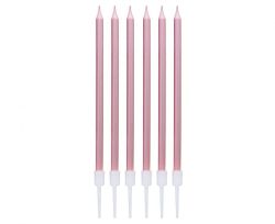Dortové svíčky 13,5 cm 6 ks metalické rosegold