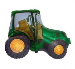 Balónek fóliový nafouknutý 14 na tyčce - Traktor zelený