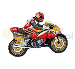 Balónek fóliový nafouknutý 14 na tyčce - Motorka oranžovo červená