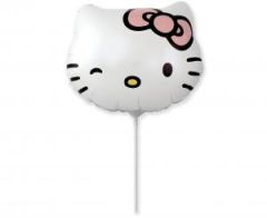 Balónek fóliový nafouknutý 14 na tyčce - Hello Kitty
