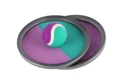 Lambáda/Catch ball hra s míčkem na suchý zip 19 cm zeleno-fialová v síťce