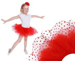Dětský párty převlek - sukýnka tutu červená s puntíky