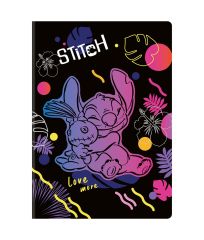 Sešit A5 60 listů Stitch black vzor 2 linka ,balení 6 ks